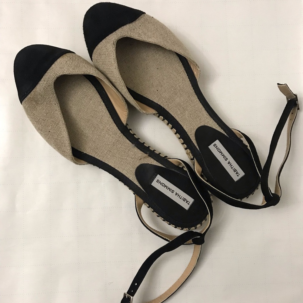 Tabitha Simmons Black Cap Toe Espadrille Size 37